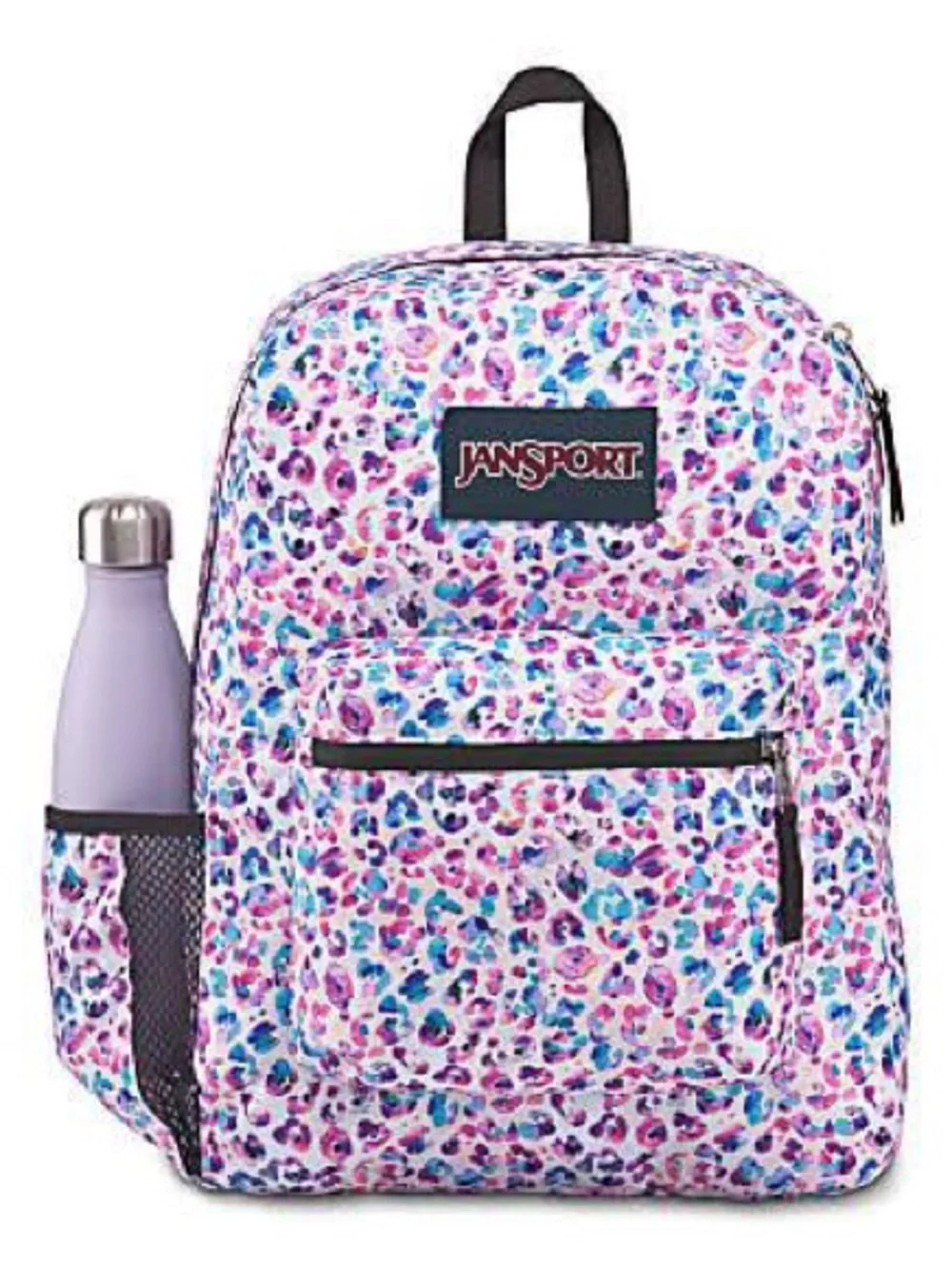 Jansport Cross Town Backpack  Floral Leopard Dots - Purple, Pink, Blue
